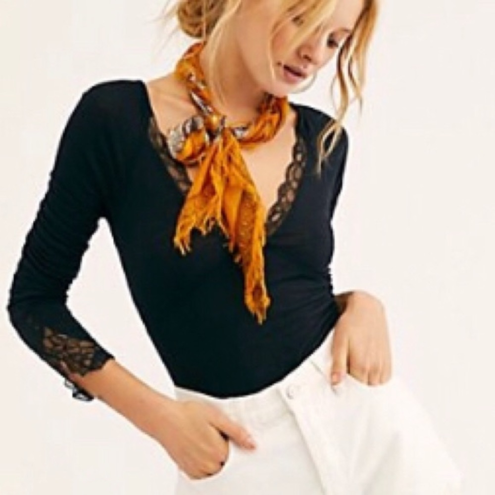 Long Sleeve Free People Top with Lace Detail